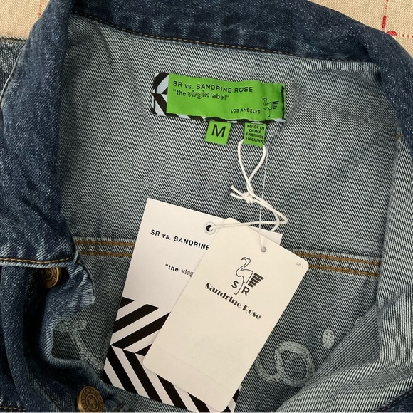 Sandrine Rose FREE PEOPLE “Not Yours” l’artiste Denim Jacket Women’s Medium New - Picture 6 of 7